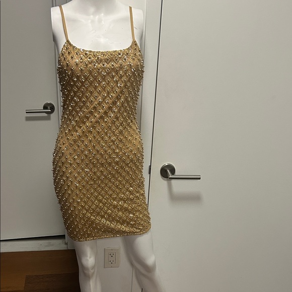 Fashion Nova Glittering Gold Mini Dress - Picture 1 of 5